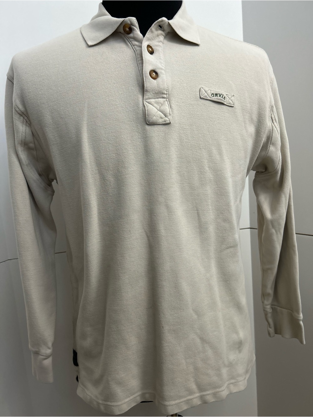 Orvis Long-Sleeve Polo Shirt — Cream
